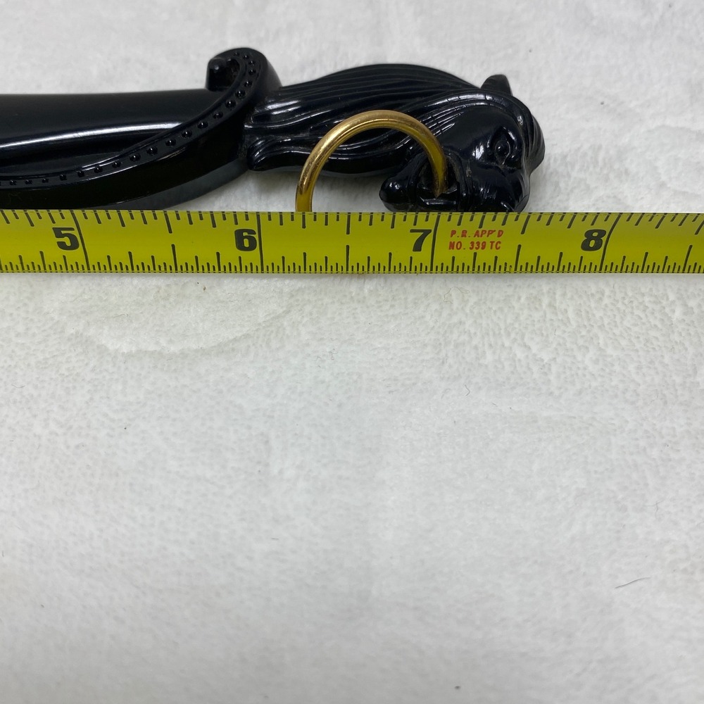 VTG Black Bakelite Lion's Head Shoe Horn Brass Ring Decorative Handle Japan - Picture 11 of 12